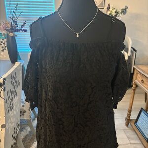 No Boundaries Black Lace Cold Shoulder Blouse